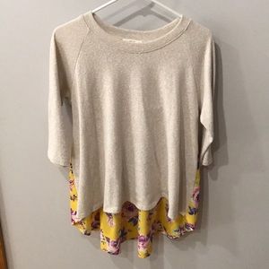 Tan and mustard floral top